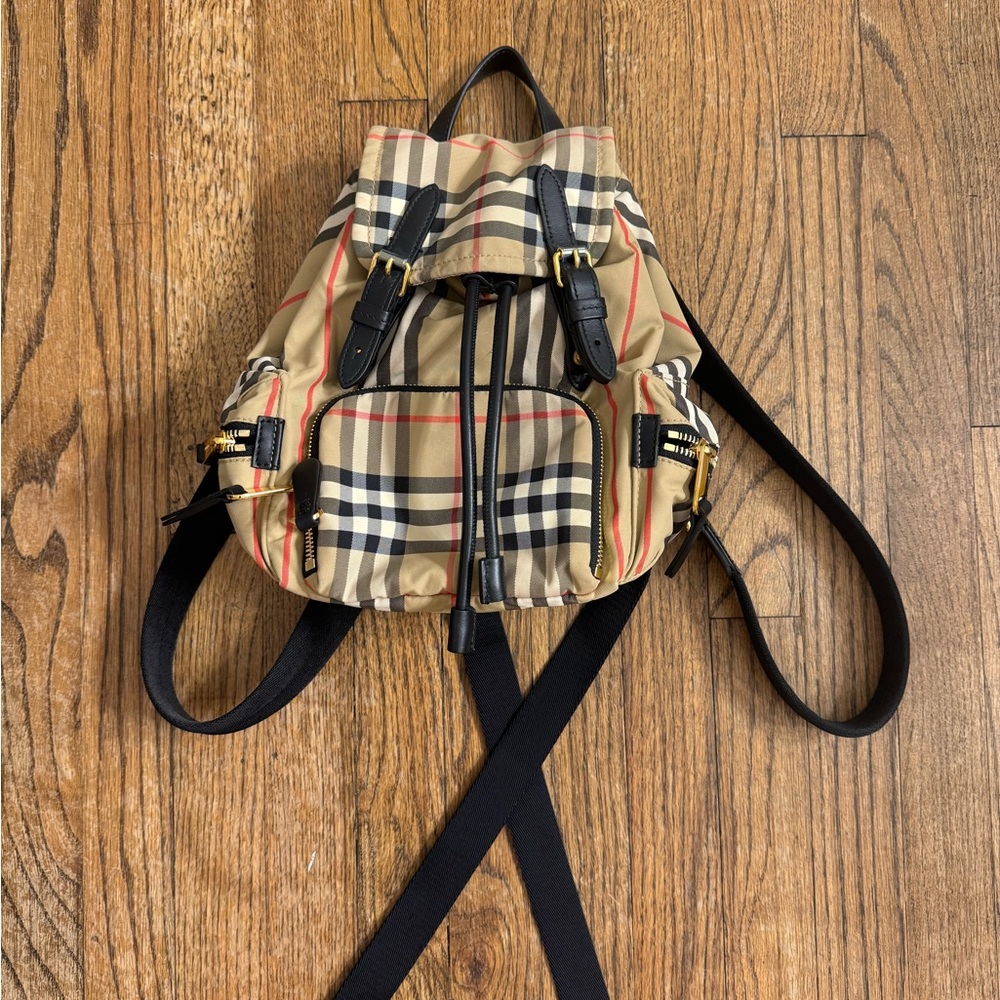 Burberry Beige and Black Checkered Women's Backpack